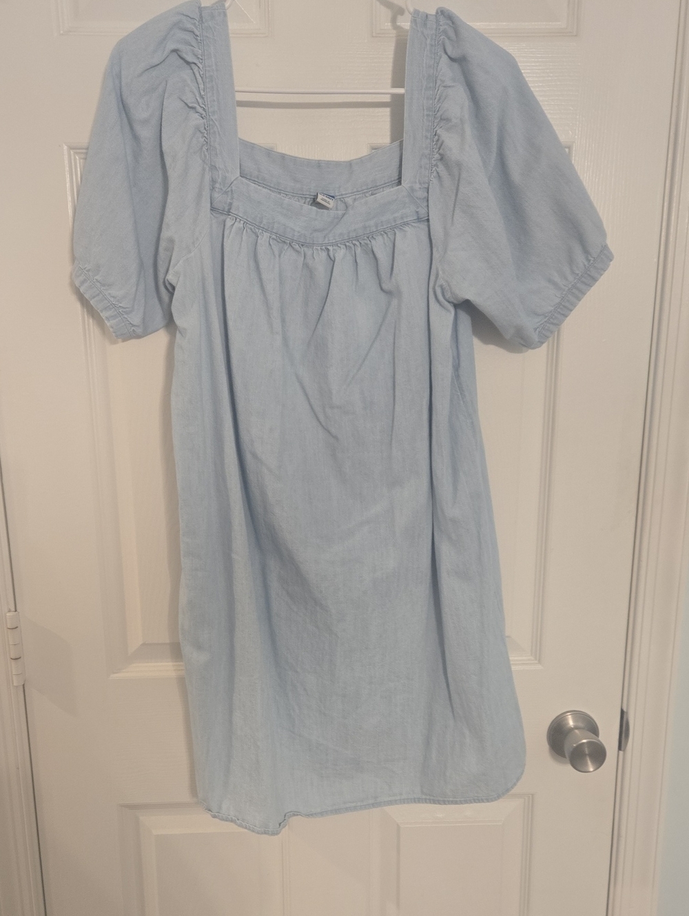 Old Navy Light Blue Puff Sleeve Square-Neck Dress